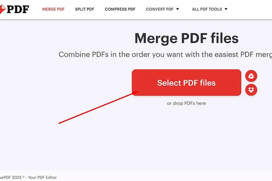 Phần mềm ghép file PDF bằng web ILovepdf.com