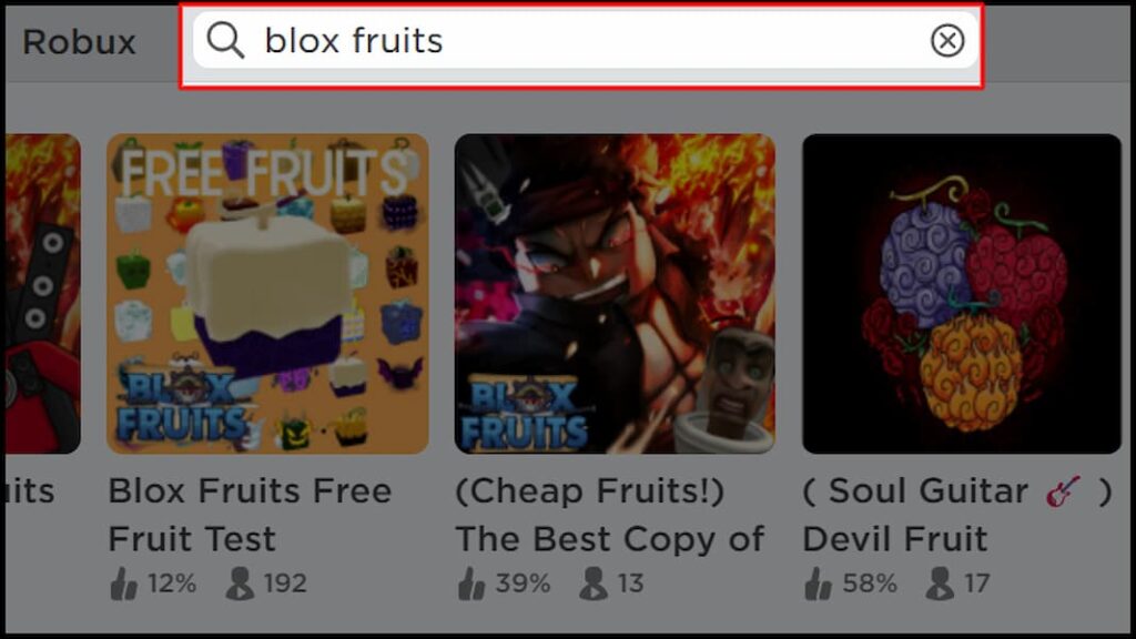 Bạn chọn tìm kiếm game Blox Fruits