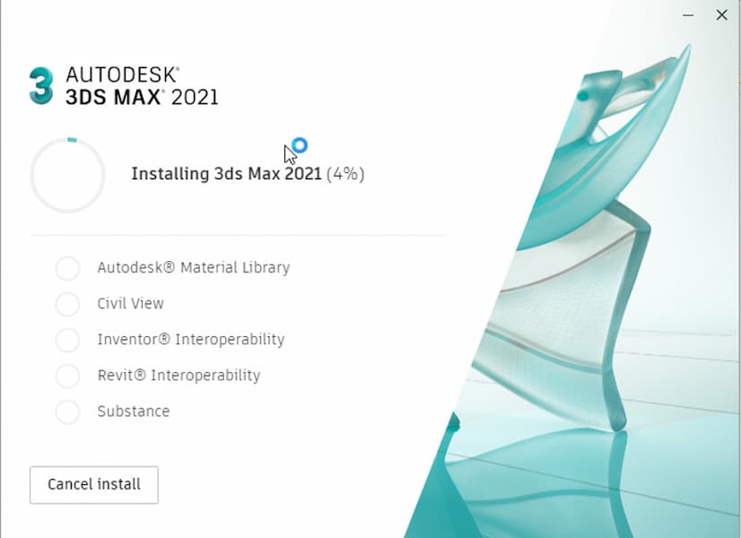 Bạn chờ Autodesk 3Ds Max 2021 chạy hoàn tất