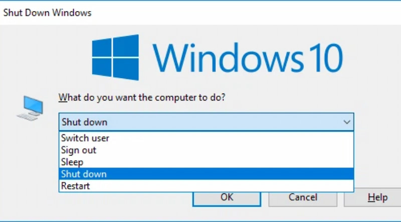 Nhấn tổ hợp phím Alt + F4 để mở Shut Down Windows