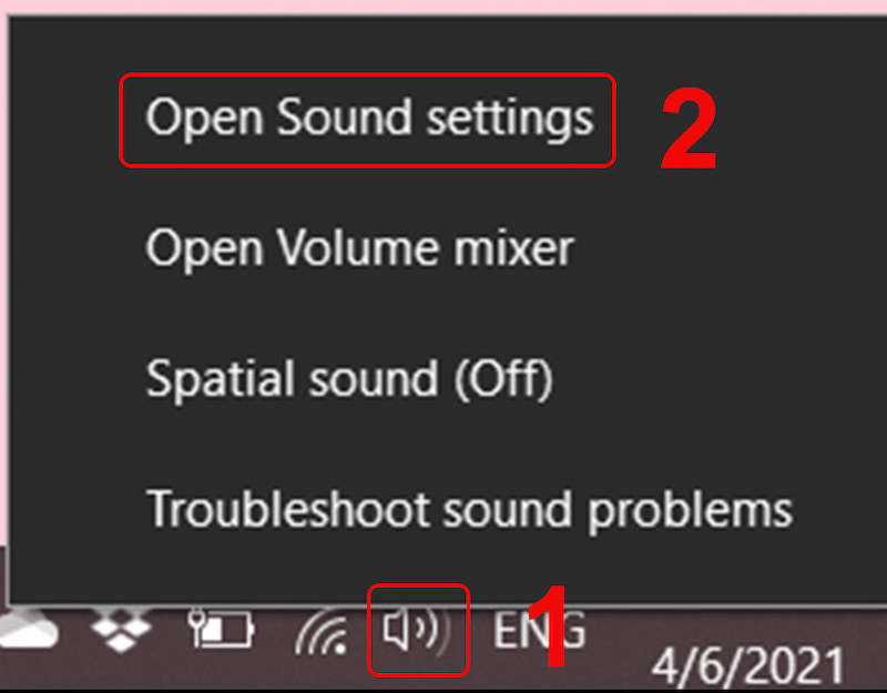 Chọn Open Sound Settings để mở cài đặt âm thanh