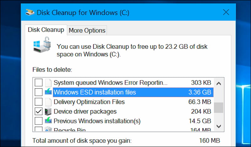 Giao diện phần mềm Disk Cleanup