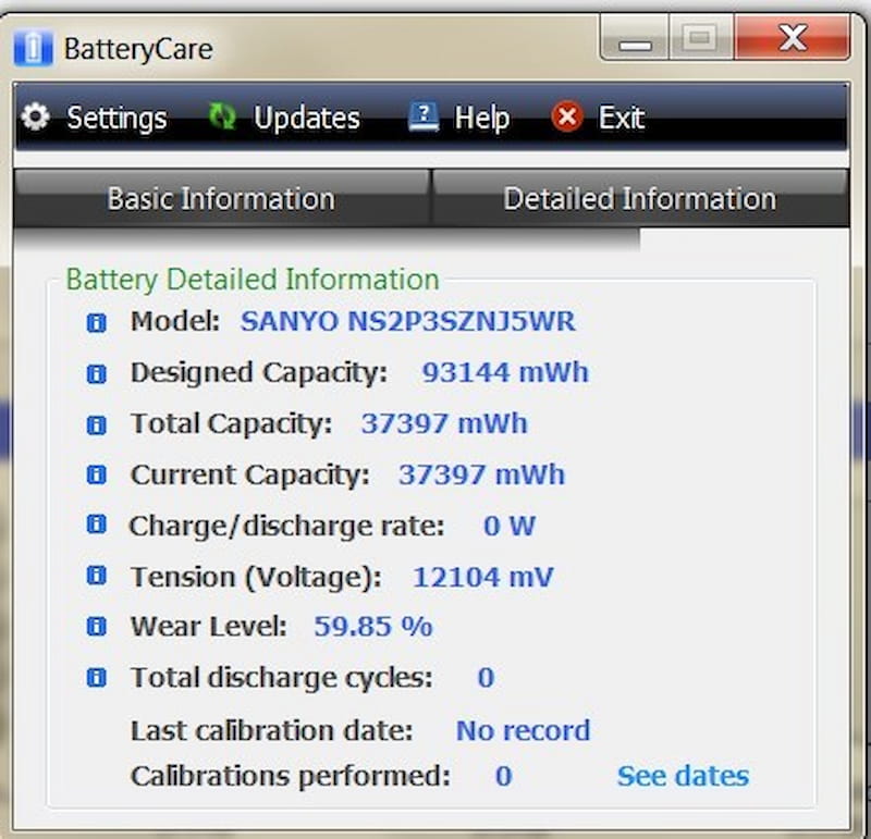 Phần mềm kiểm tra pin laptop - BatteryCare