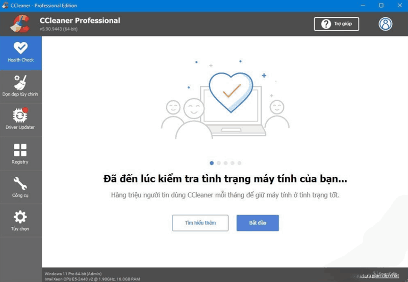 Health Check cho máy tính bằng Ccleaner full crack 