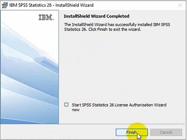 Hoàn tất việc cài đặt spss 26 bằng cách nhấn Finish