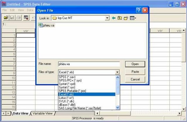 Cách mở file dữ liệu từ cửa sổ SPSS Data Editor